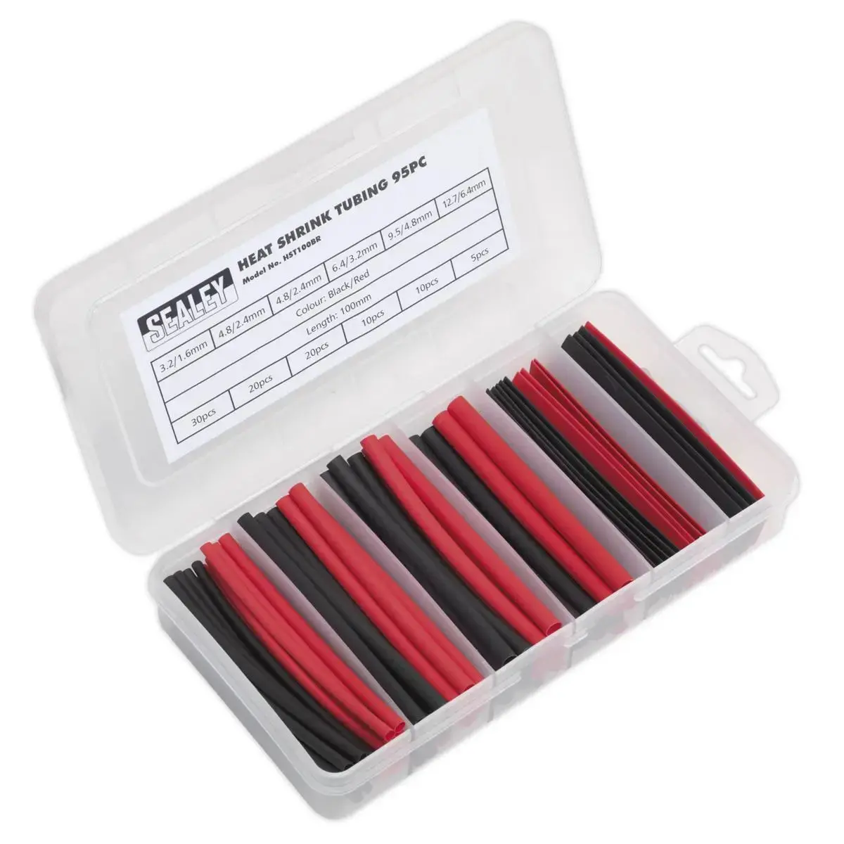 Sealey Heat Shrink Tubing Assortment 95Pc 100Mm Black & Red 1