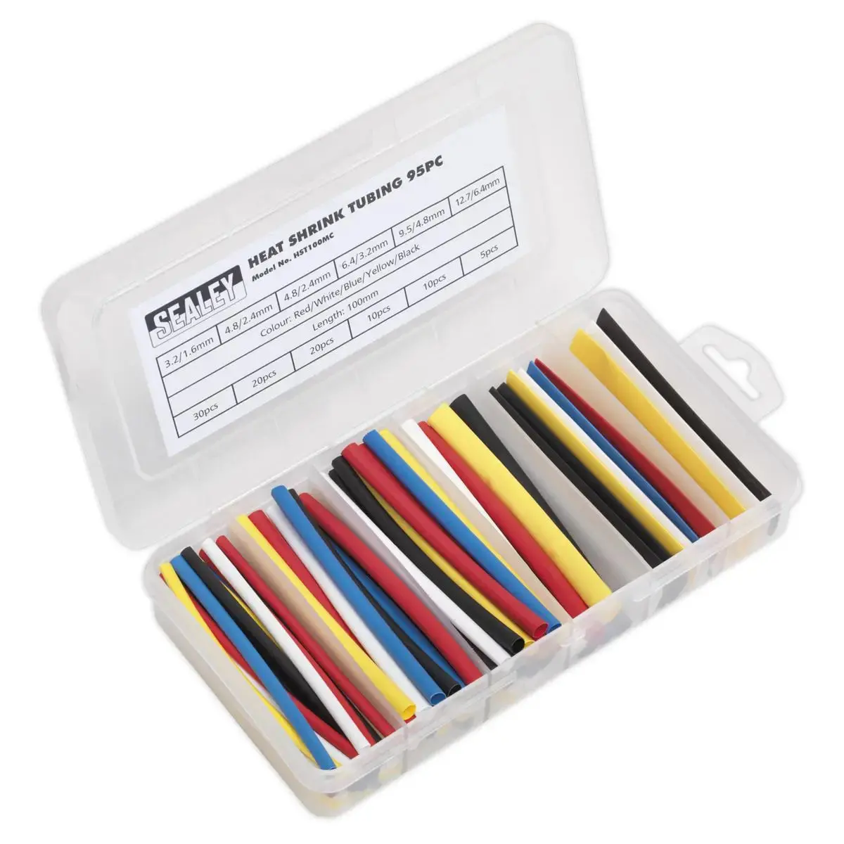 Sealey Heat Shrink Tubing Assortment 95Pc 100Mm Mixed Colours 1