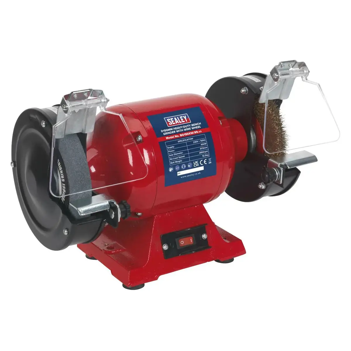 Sealey Heavy-Duty 150Mm Bench Grinder With Wire Wheel 450W/230V 1