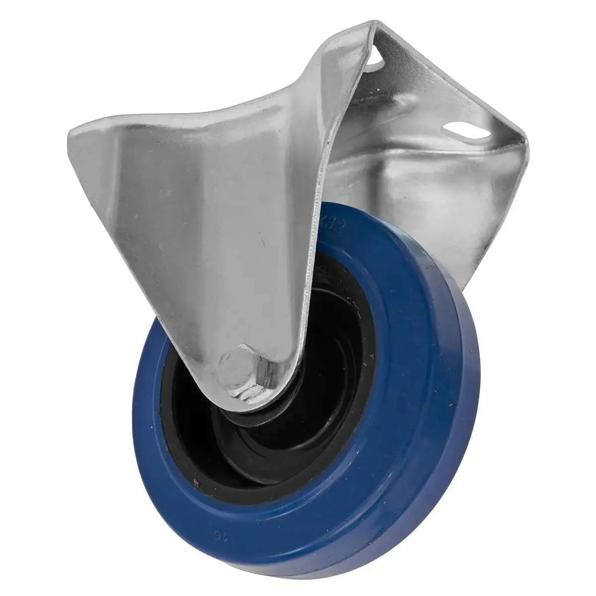 Sealey Heavy-Duty Blue Elastic Rubber Fixed Castor Wheel Ø100mm - Trade 1