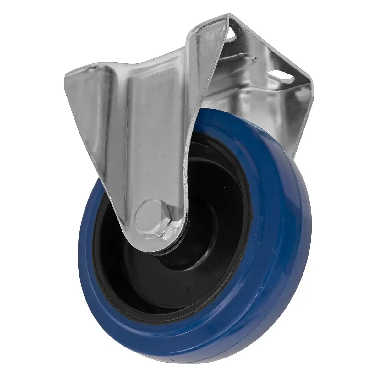 Sealey Heavy-Duty Blue Elastic Rubber Fixed Castor Wheel Ø125mm - Trade 1