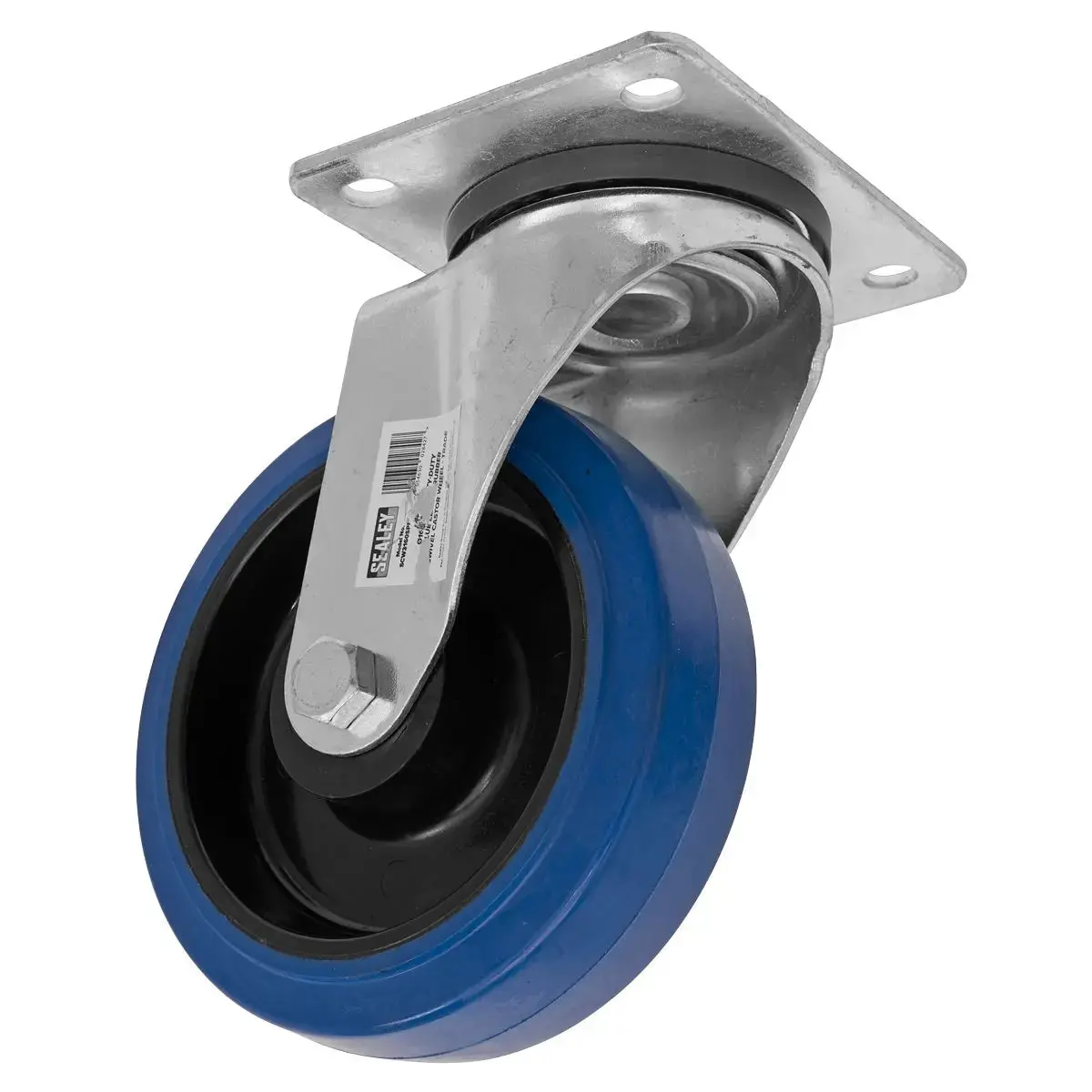 Sealey Heavy-Duty Blue Elastic Rubber Swivel Castor Wheel Ø160mm - Trade 1