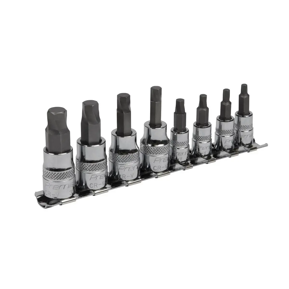 Sealey Hex Socket Bit Set Lock On 8 Piece 1/4" 3/8" Drive 1/8"-3/8" Imperial Premier 1