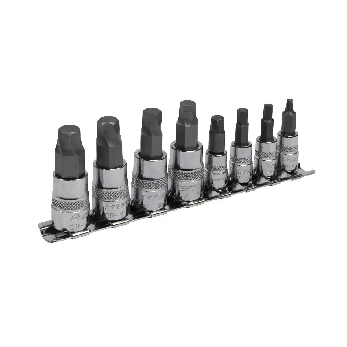 Sealey Hex Socket Bit Set Lock On 8 Piece 1/4" 3/8" Drive 3Mm-10Mm Metric Premier 1