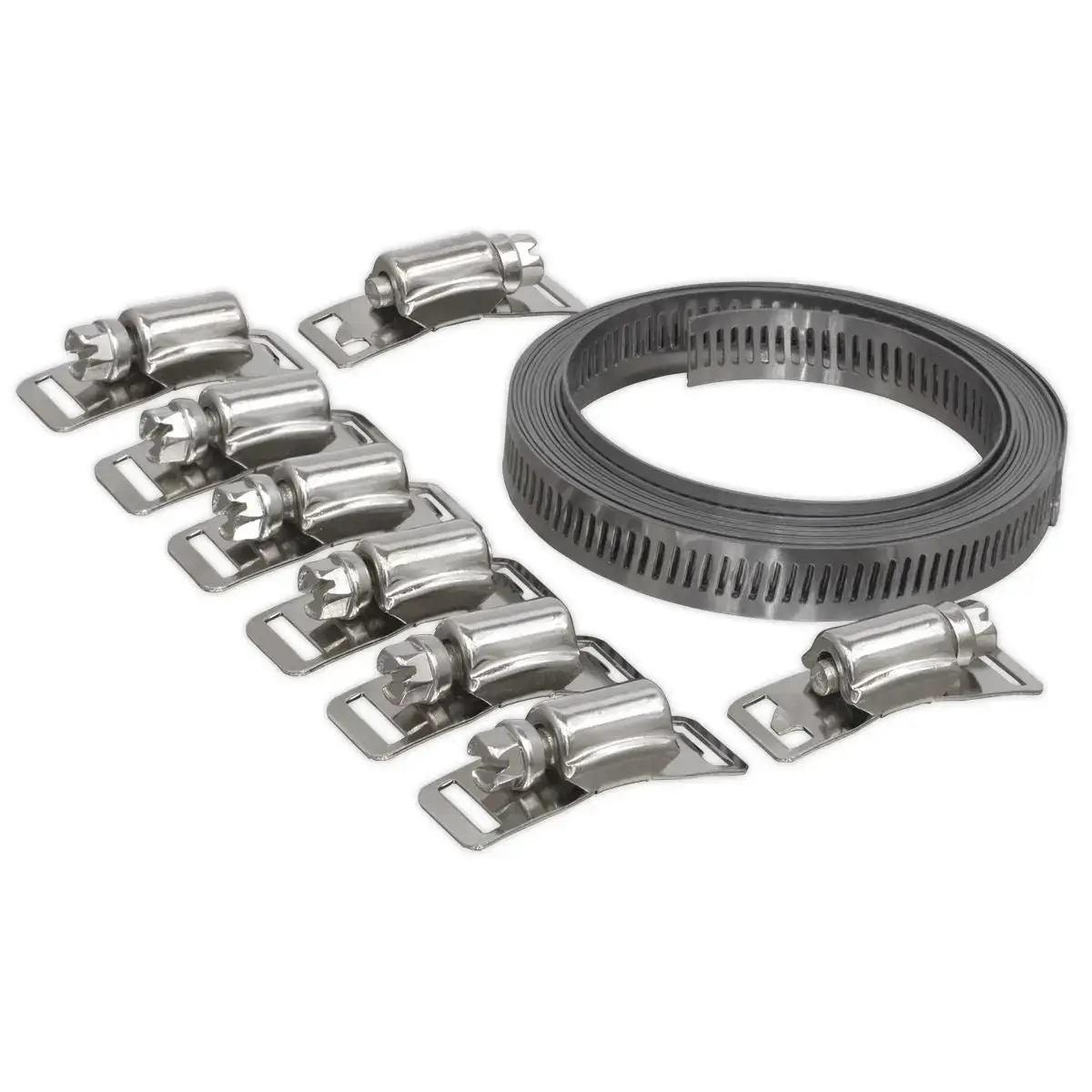 Sealey Hose Clamp Set Self Build 12.7Mm Band Width With 8 Tension Clamps 1