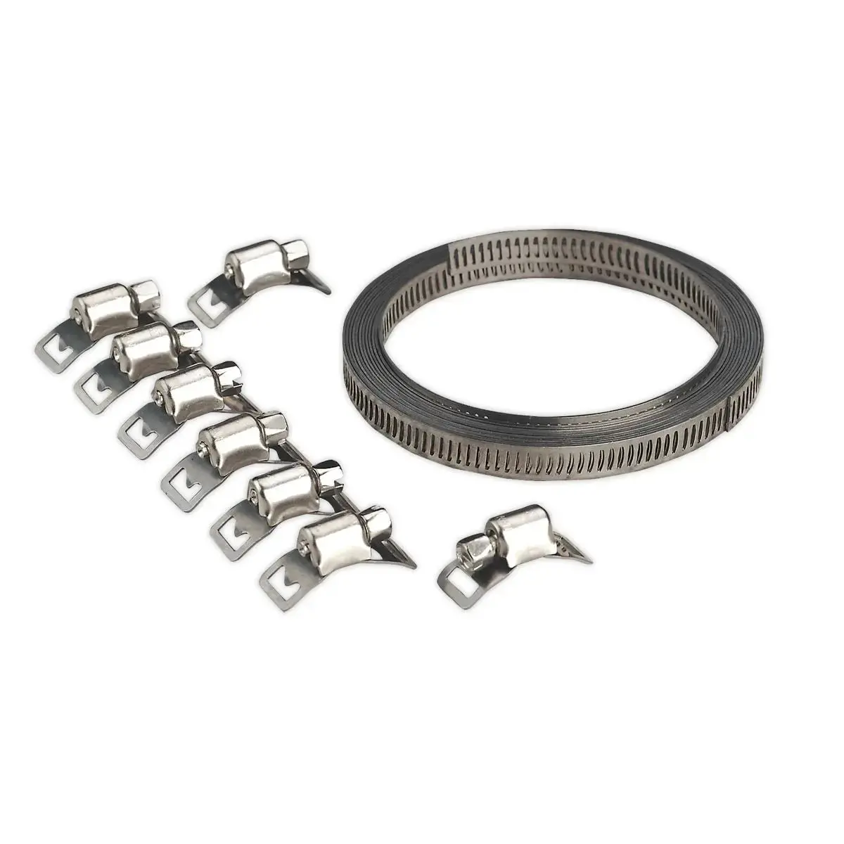 Sealey Hose Clamp Set Self Build 8Mm Band Width With 8 Tension Clamps 1