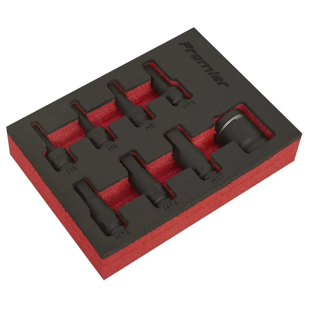 Sealey Impact Hex Socket Bit Set 8 Piece 3/8" Drive 5-17Mm In Eva Storage Tray 1