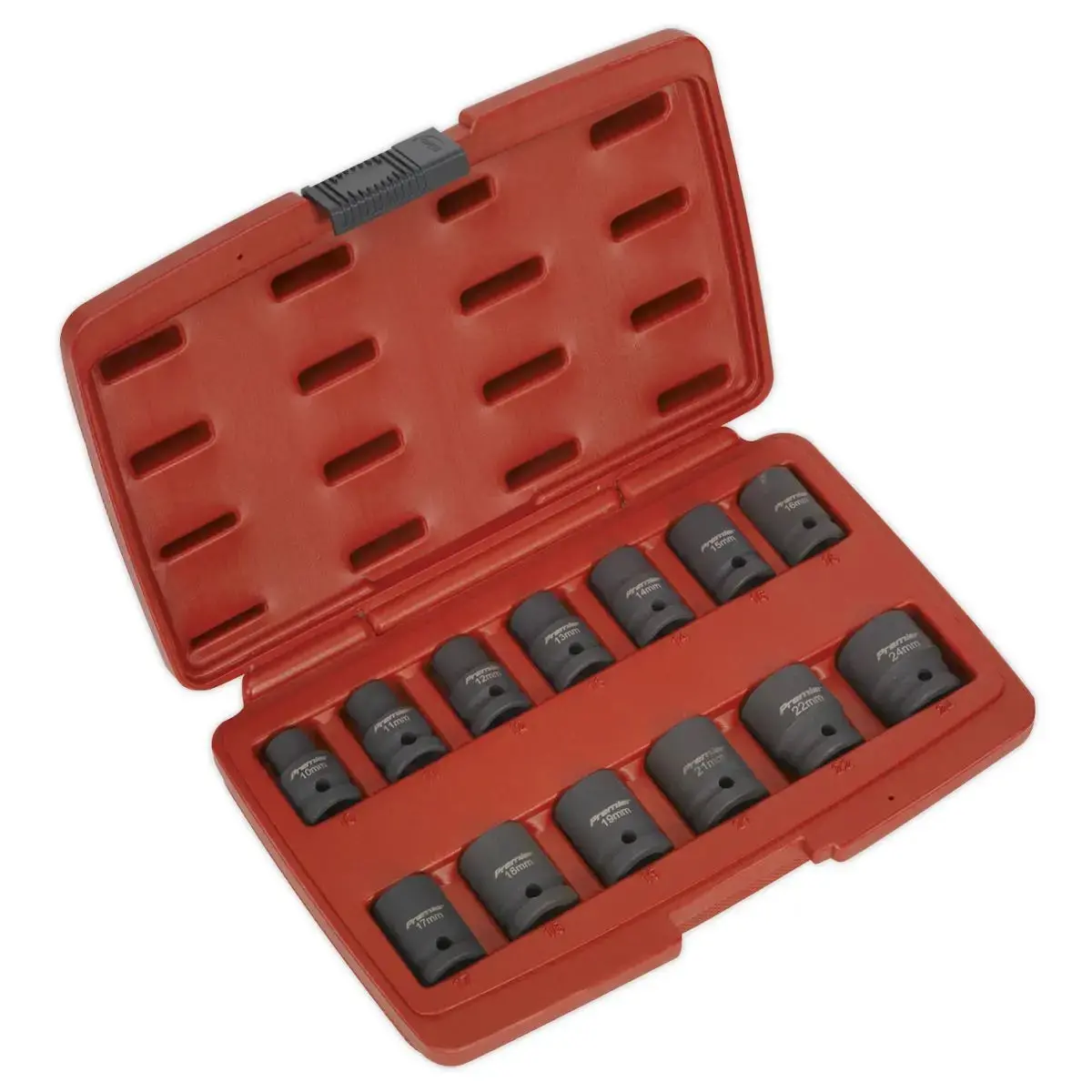 Sealey Impact Socket Set Total Drive 1/2" Metric Hardened Wrench 10-24Mm 13Pc 1