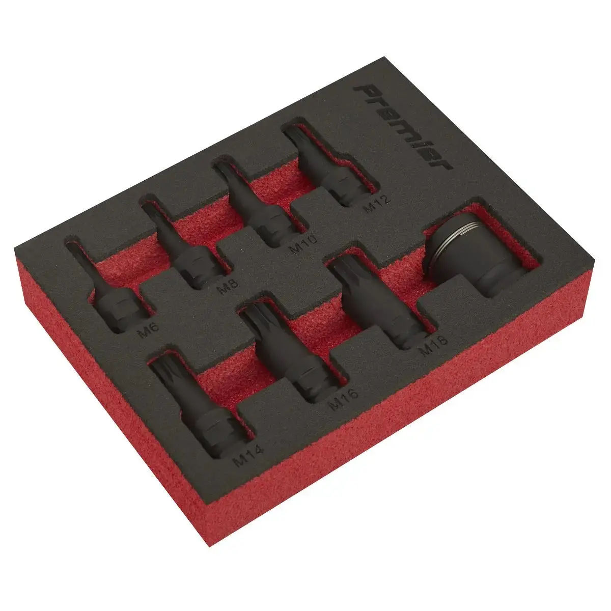 Sealey Impact Spline Socket Bit Set 8 Piece 3/8" Drive M6-M18 In Eva Storage Tray 1