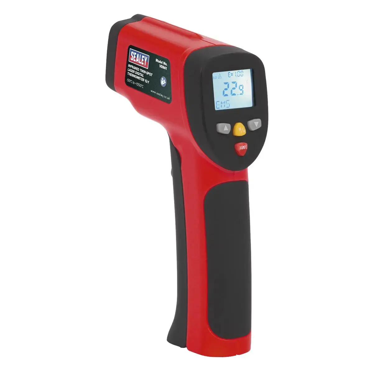 Sealey Infrared Twin-Spot Laser Digital Thermometer 12:1 High Temperature 1
