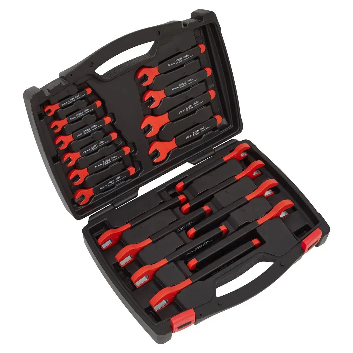Sealey Insulated Open End Spanner Set 18 Piece Vde Approved 7-24Mm 1500V Dc 1000 Ac 1