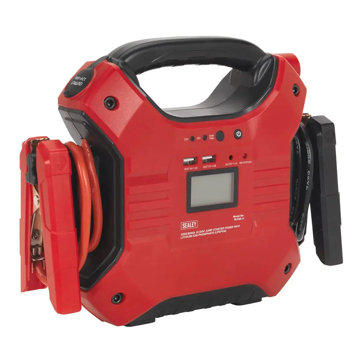 Sealey Jump Starter Power Pack Lithium-Ion Phosphate (Lifepo4) 12/24V 1200/600 Peak Amps 1