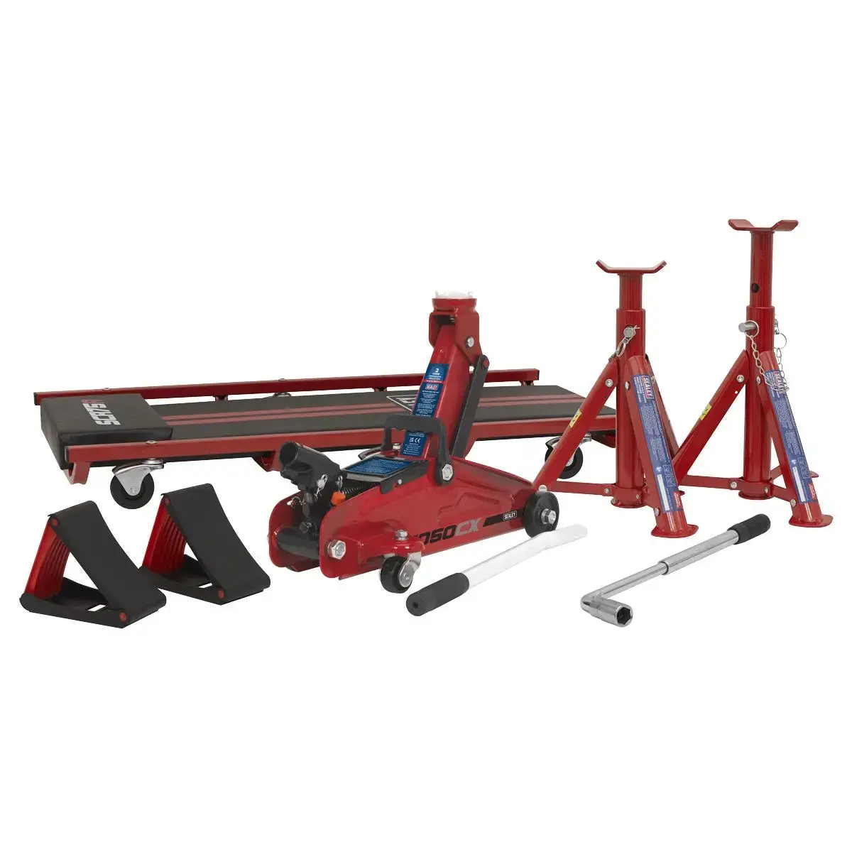 Sealey Lifting Kit (Inc Jack, Axle Stands, Creeper, Chocks & Wrench) 5Pc - 2 Tonne 1