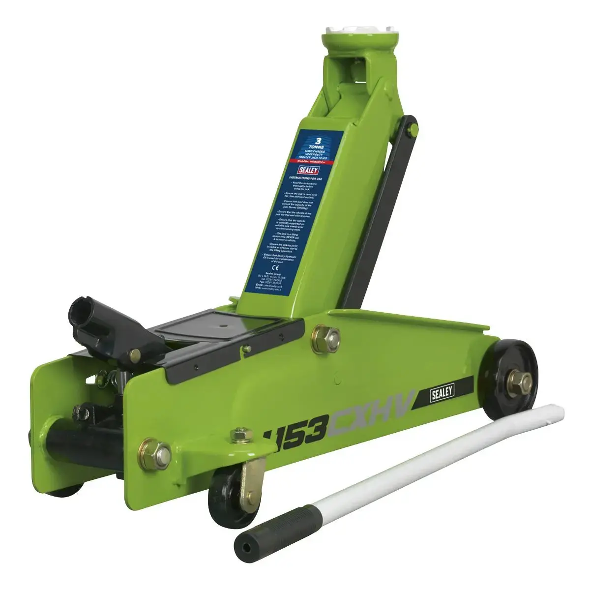 Sealey Long Reach Heavy-Duty Trolley Jack 3 Tonne - Green 1