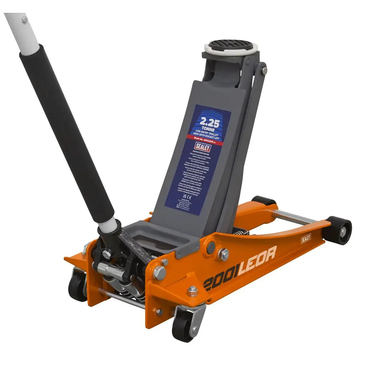 Sealey Low Profile Rocket Lift Trolley Jack 2.25 Tonne - Orange 1