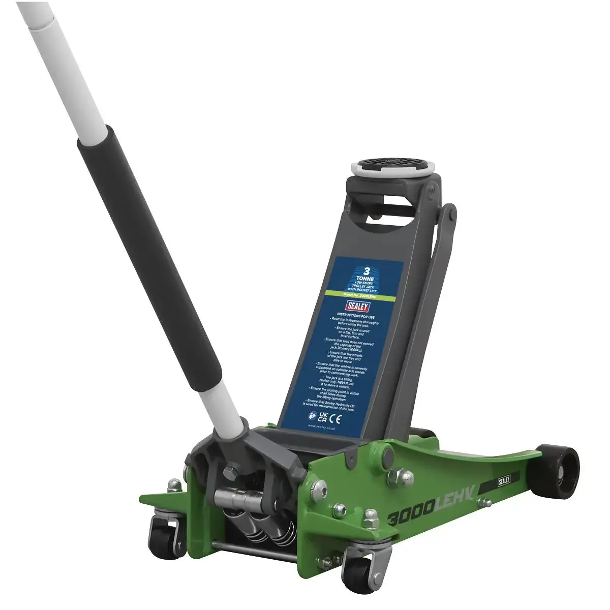 Sealey Low Profile Trolley Jack With Rocket Lift 3 Tonne - Green 1