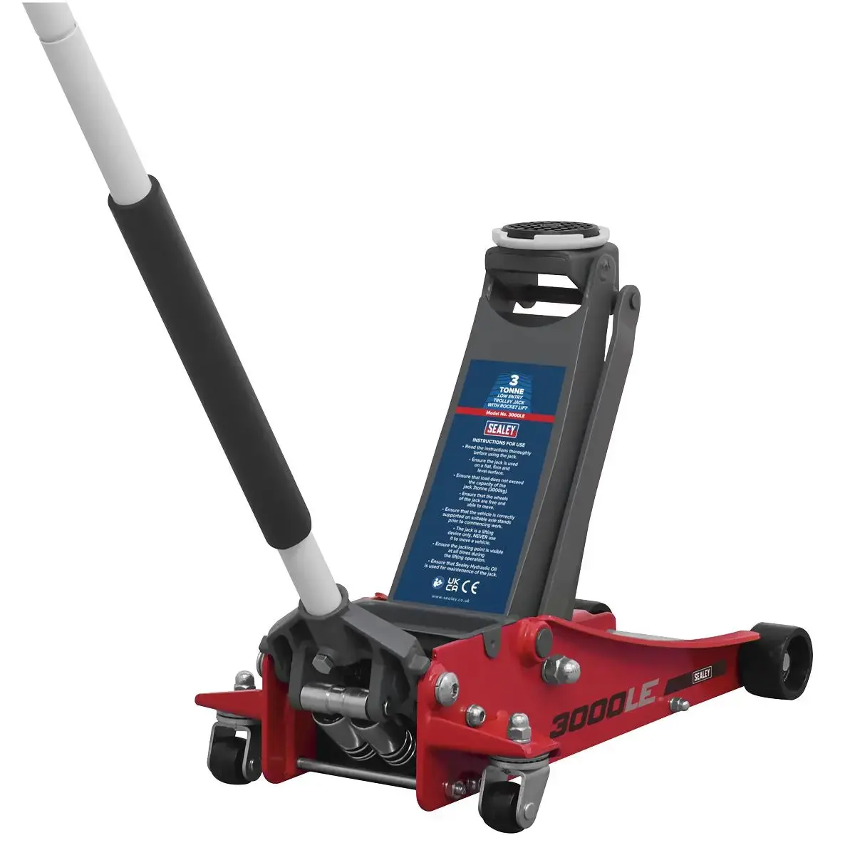 Sealey Low Profile Trolley Jack With Rocket Lift 3 Tonne - Red 1