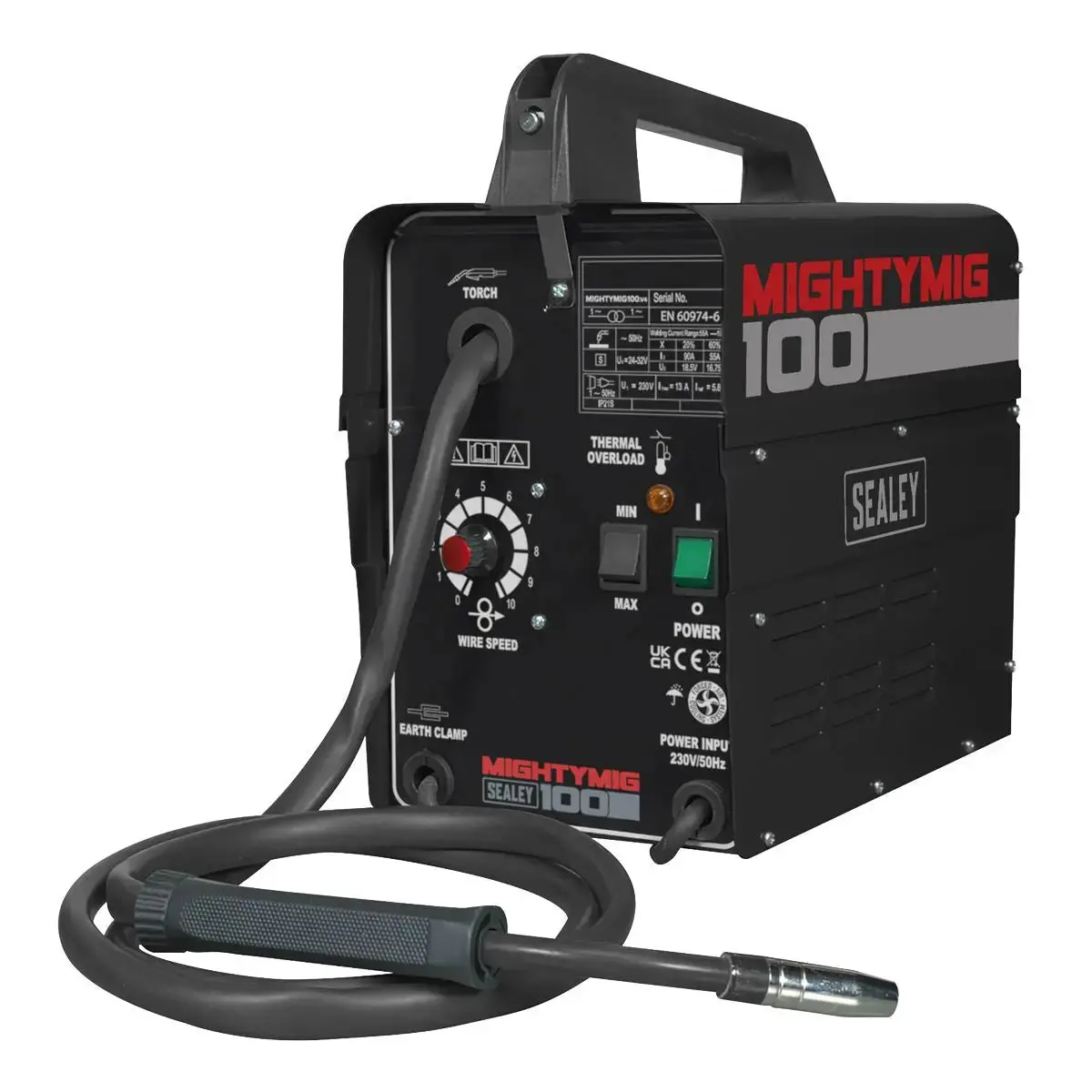 Sealey Mig Welder Mightymig100 100A 230V No-Gas Gasless Mighty Mig Flux Wire Tip 1