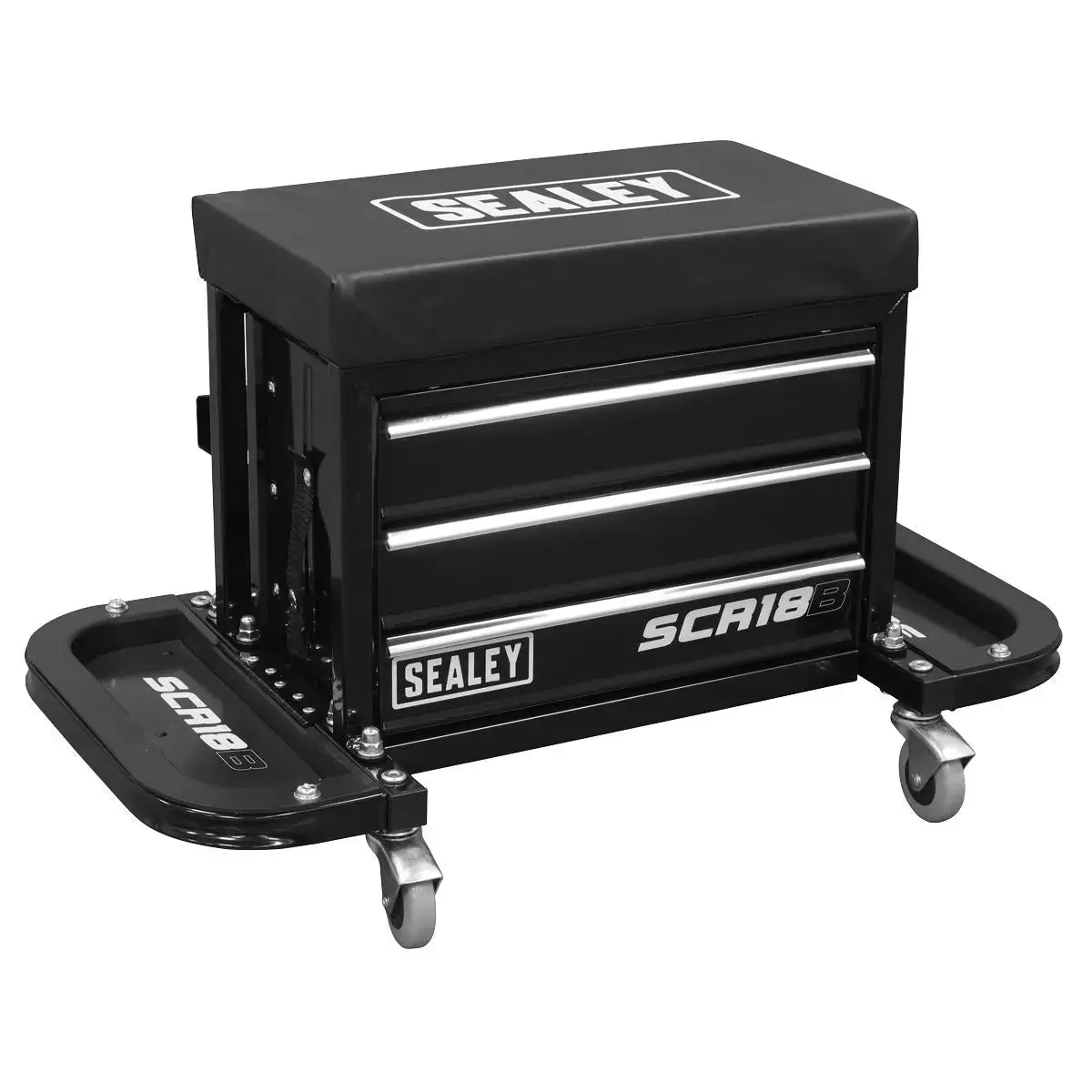 Sealey Mechanic's Utility Seat & Toolbox - Black 1