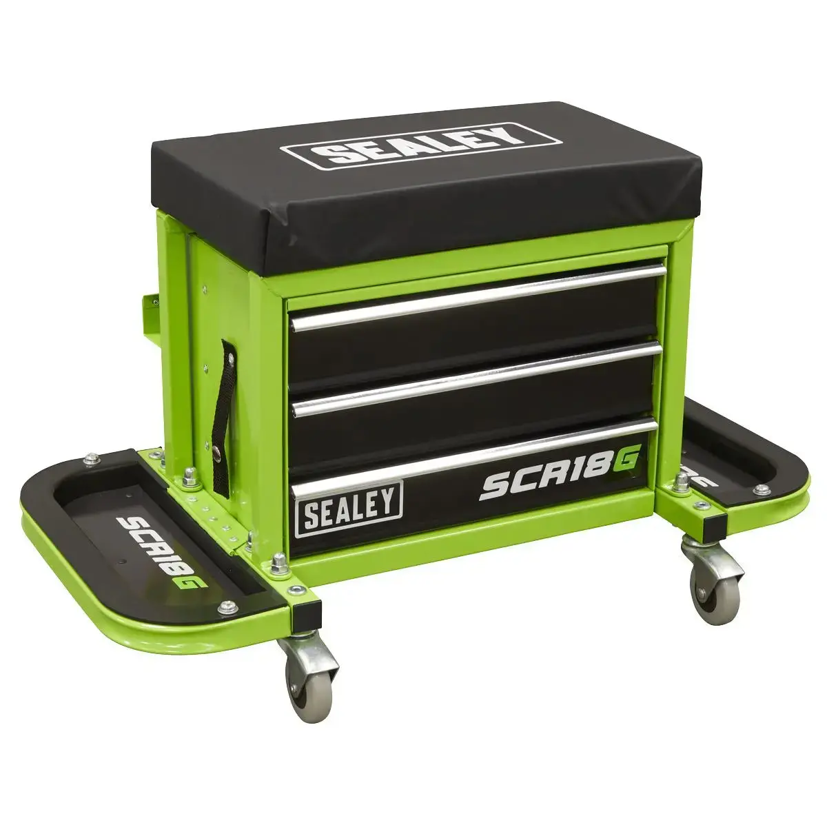 Sealey Mechanic's Utility Seat & Toolbox - Green 1