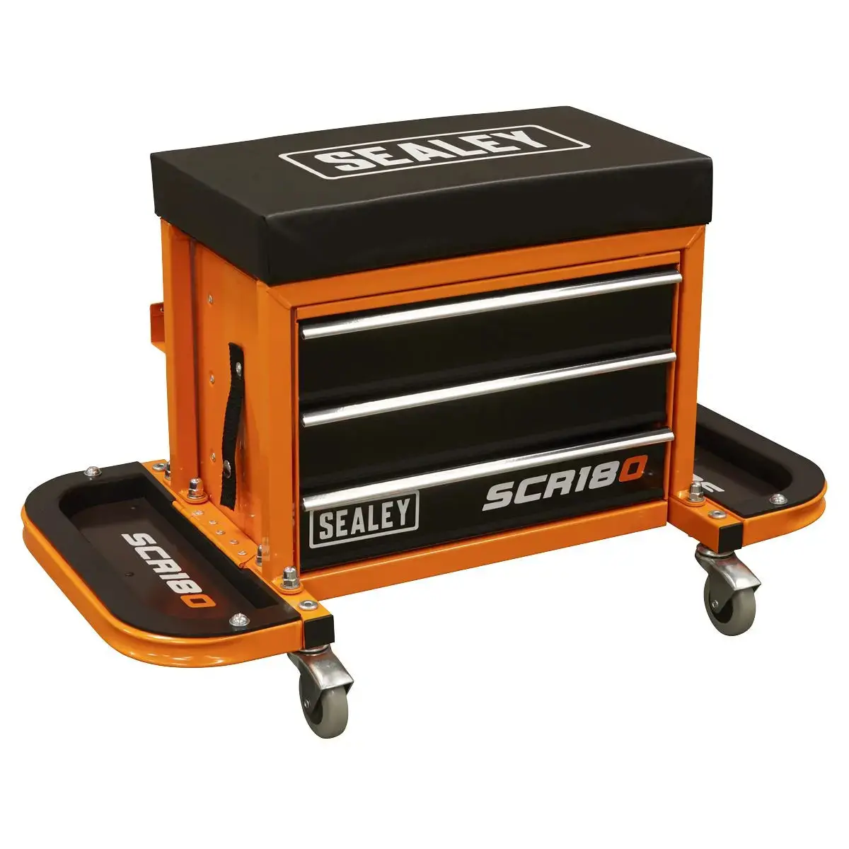 Sealey Mechanic's Utility Seat & Toolbox - Orange 1
