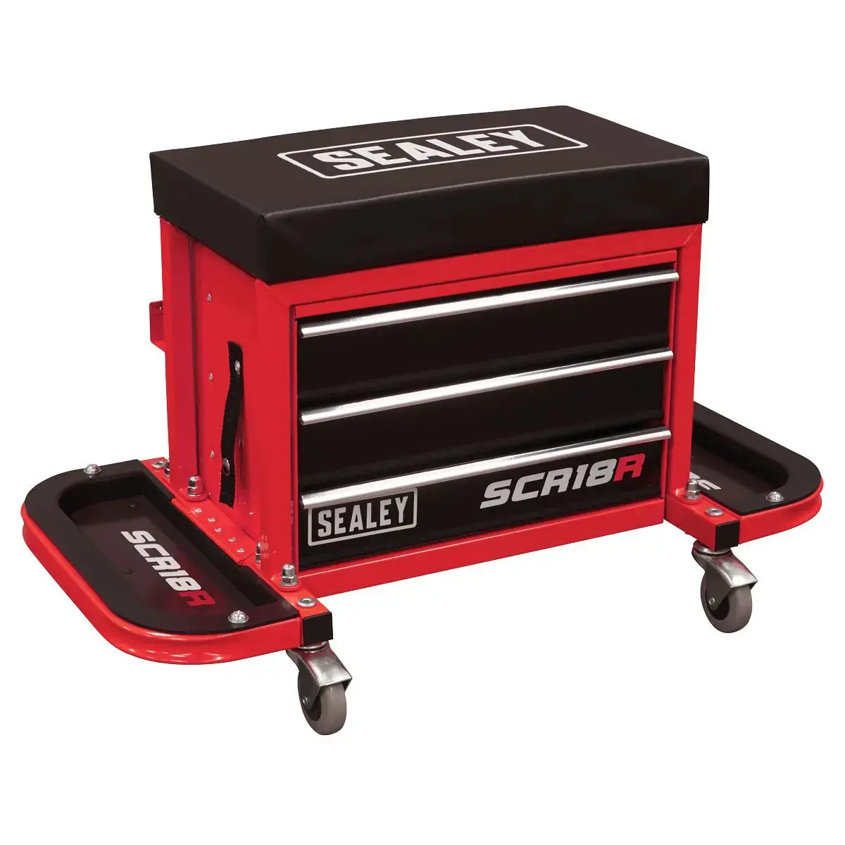 Sealey Mechanic's Utility Seat & Toolbox - Red 1