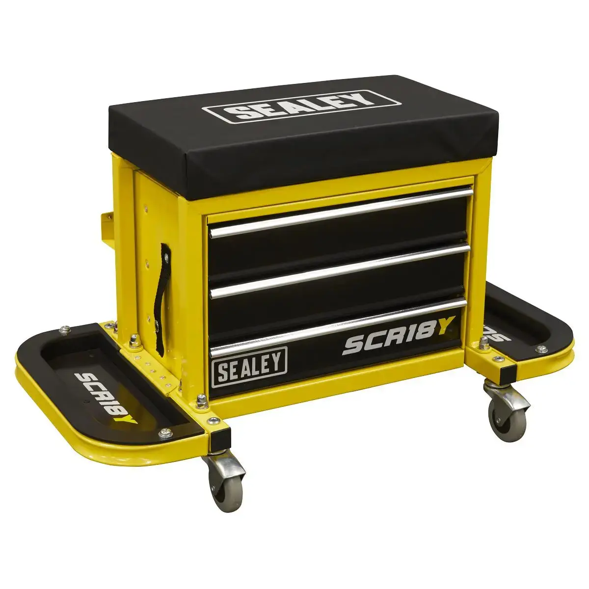 Sealey Mechanic's Utility Seat & Toolbox - Yellow 1