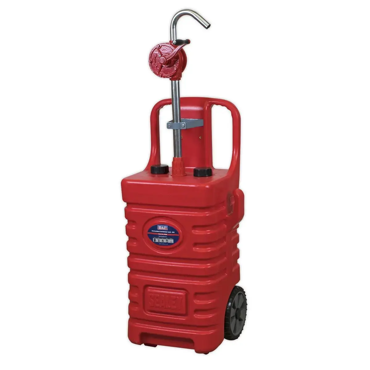 Sealey Mobile Dispensing Tank 55L With Oil Rotary Pump - Red 1