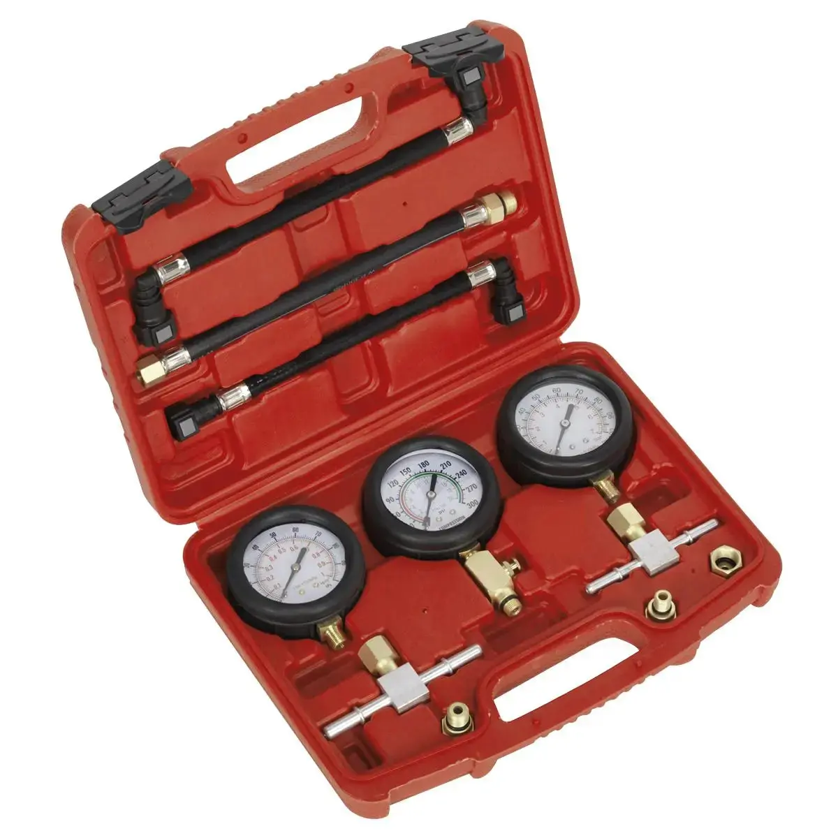 Sealey Motorcycle Compression & Fuel Pressure Gauge Set 3Pc 1