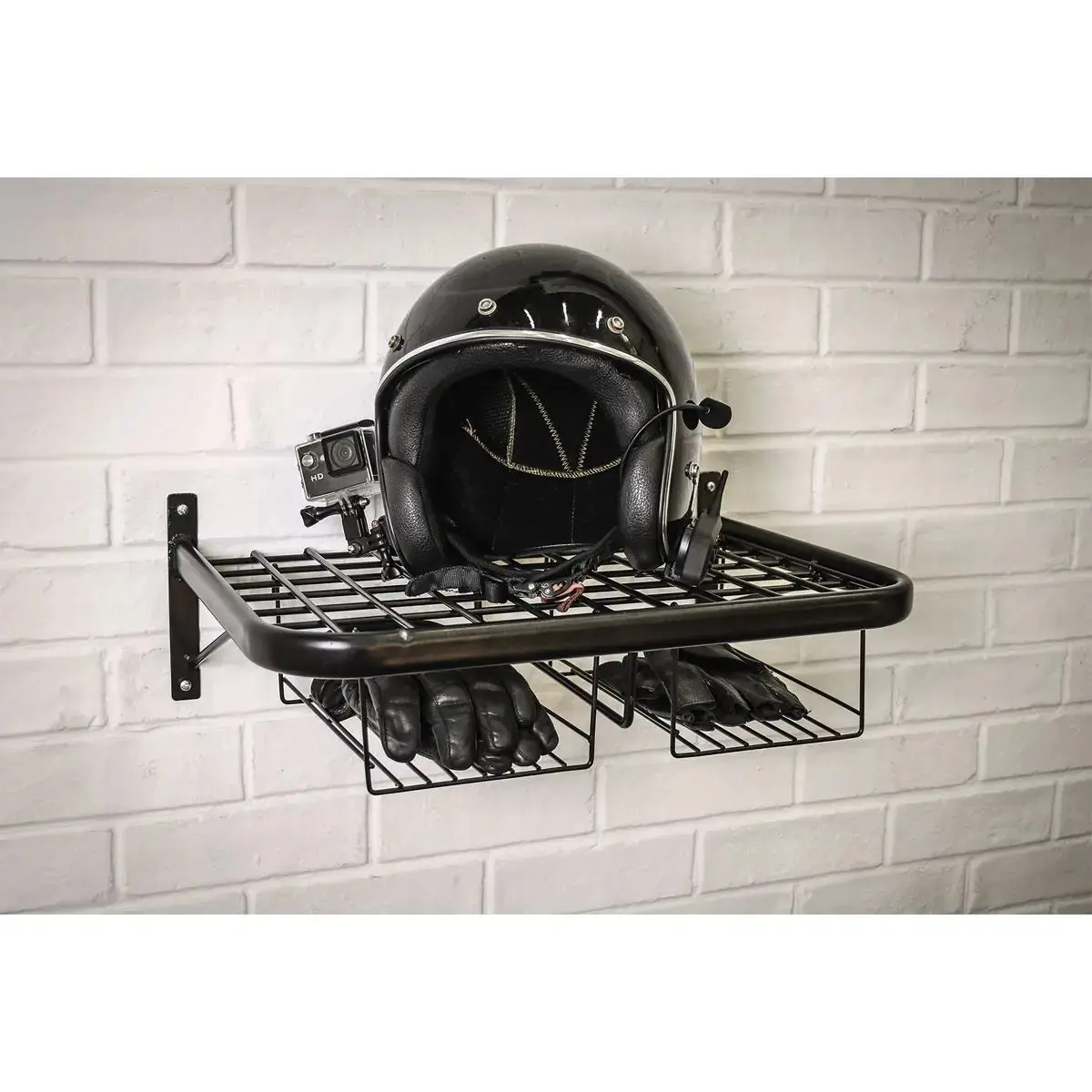 Sealey Motorcycle Helmet, Clothing And Gear Tidy Wall Mounted Shelf Rack 490Mm X 350Mm 2