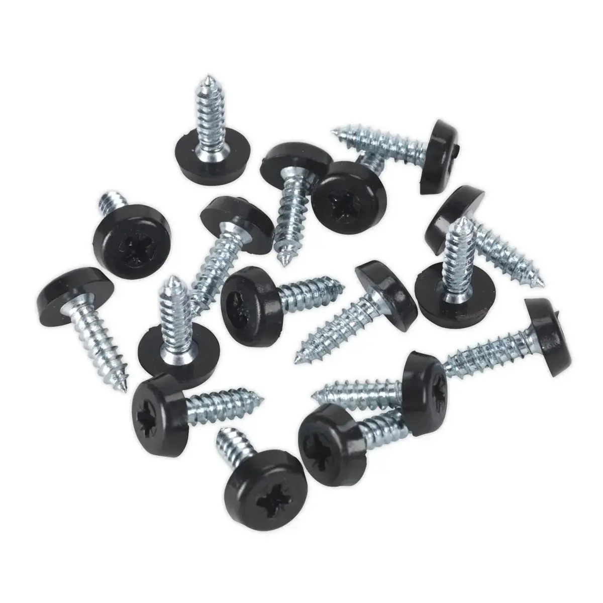 Sealey Numberplate Screw Plastic Enclosed Head 4.8 X 18Mm Black Pack Of 50 1