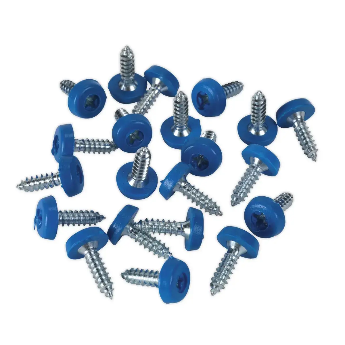 Sealey Numberplate Screw Plastic Enclosed Head 4.8 X 18Mm Blue Pack Of 50 1