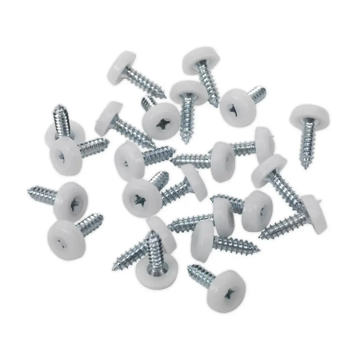 Sealey Numberplate Screw Plastic Enclosed Head 4.8 X 18Mm White Pack Of 50 1