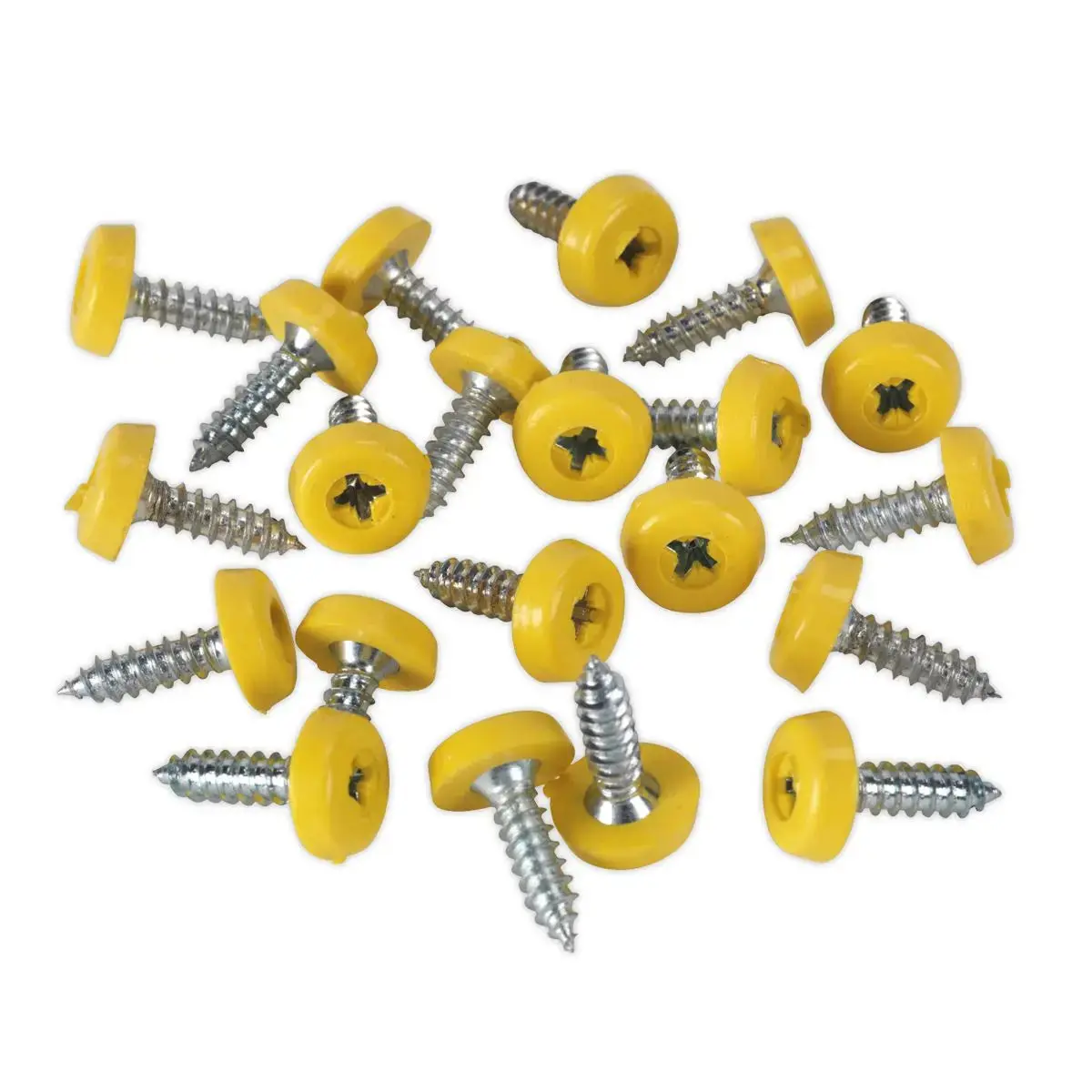 Sealey Numberplate Screw Plastic Enclosed Head 4.8 X 18Mm Yellow Pack Of 50 1