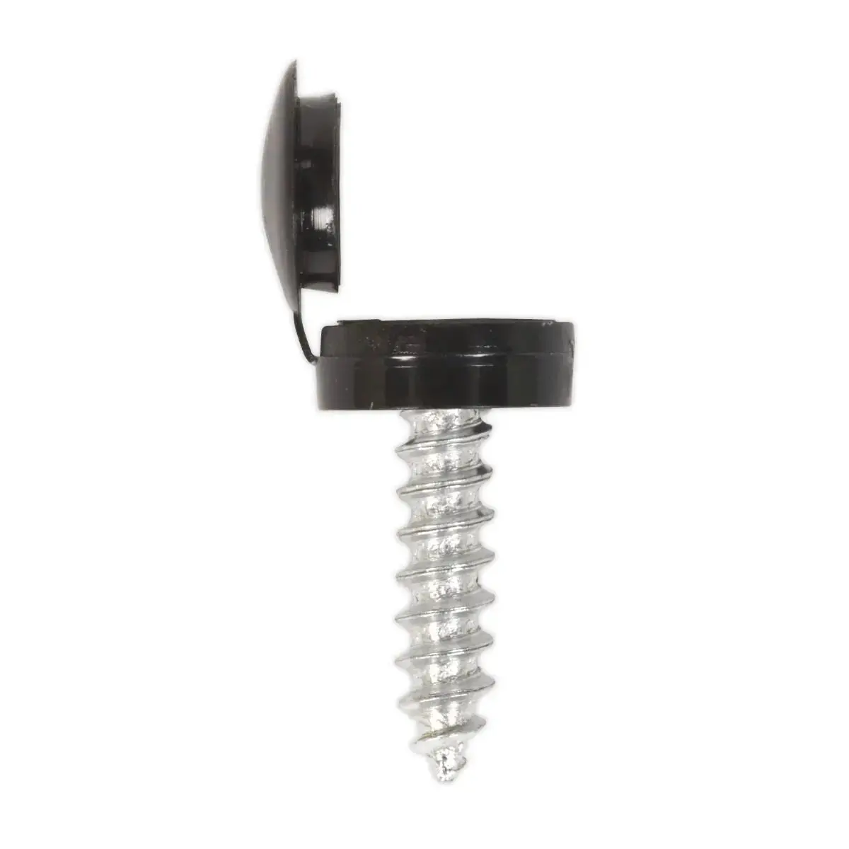 Sealey Numberplate Screw & Flip Cap 4.2 X 19Mm Black Pack Of 50 1