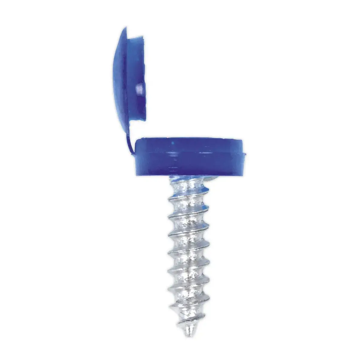 Sealey Numberplate Screw & Flip Cap 4.2 X 19Mm Blue Pack Of 50 1