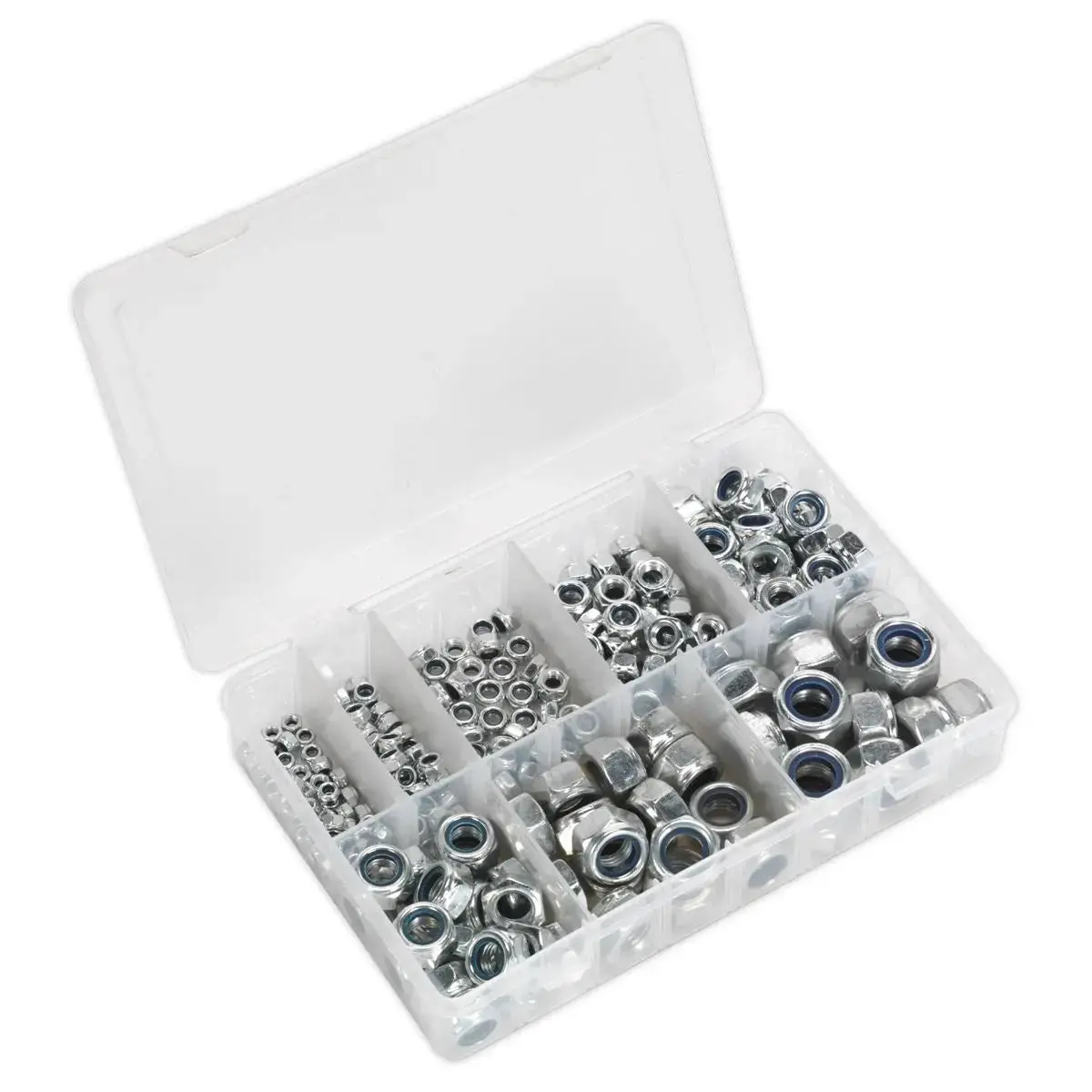 Sealey Nylon Locknut Assortment 255Pc M4-M16 1