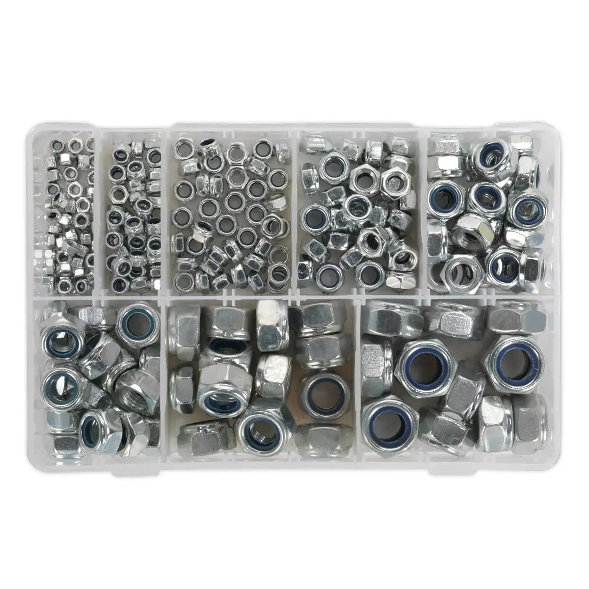 Sealey Nylon Locknut Assortment 255Pc M4-M16 2