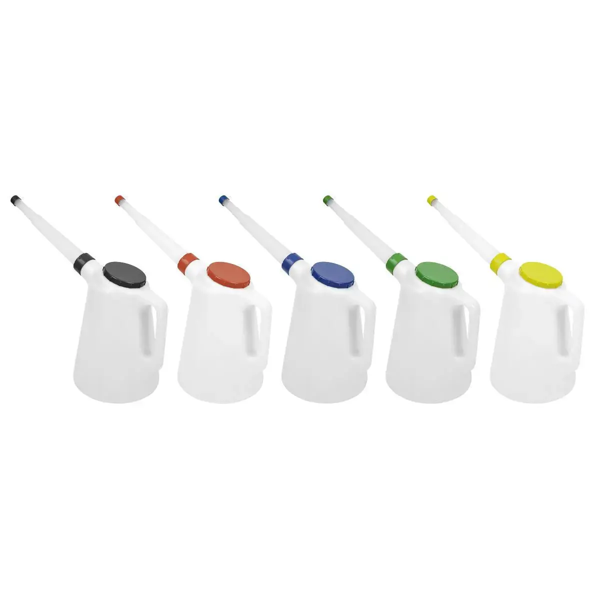 Sealey Oil Containers With Lid & Flexible Spouts 5L - Set Of 5 1