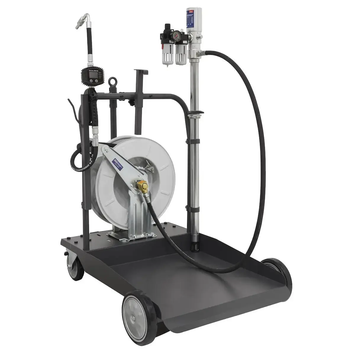 Sealey Oil Dispensing System Air Operated With 10M Retractable Hose Reel 1