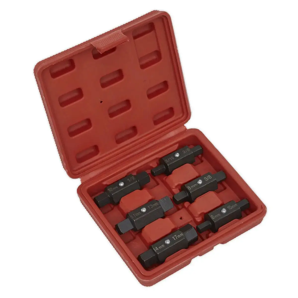 Sealey Oil Drain Plug Key Set 6 Piece Double End In Storage Case 1