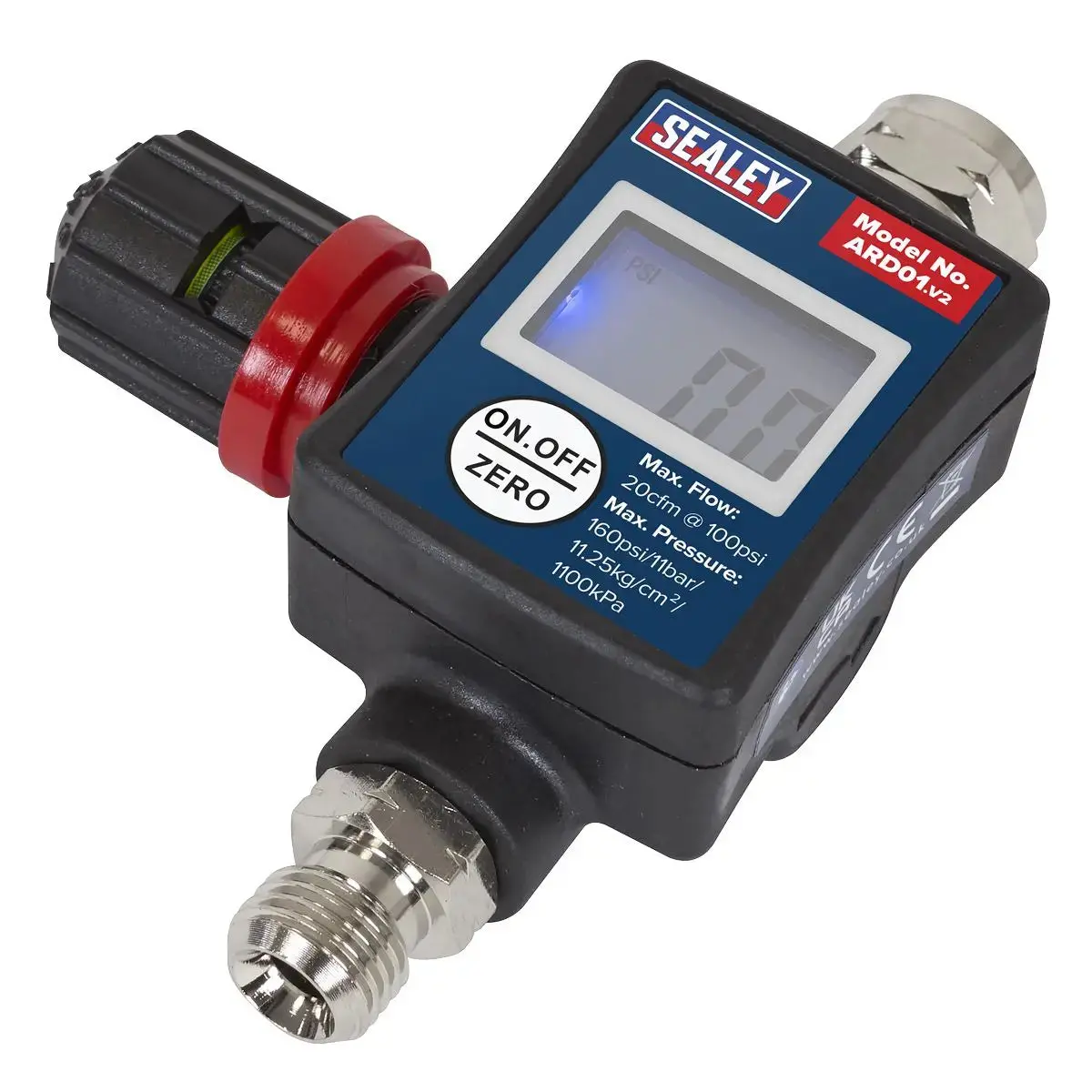 Sealey On Gun Digital Air Pressure Regulator Gauge Spray Tool Led Display 1