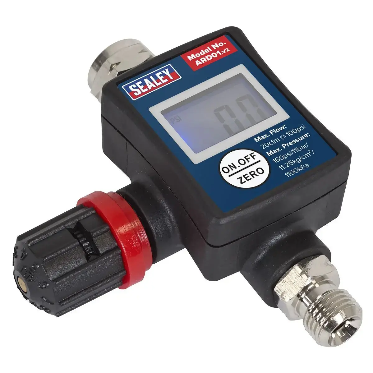 Sealey On Gun Digital Air Pressure Regulator Gauge Spray Tool Led Display 2