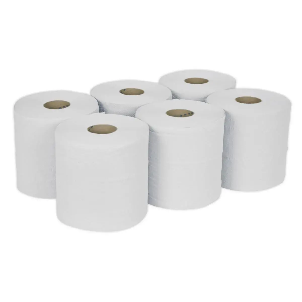 Sealey Paper Roll White 2-Ply Embossed 150M Pack Of 6 1
