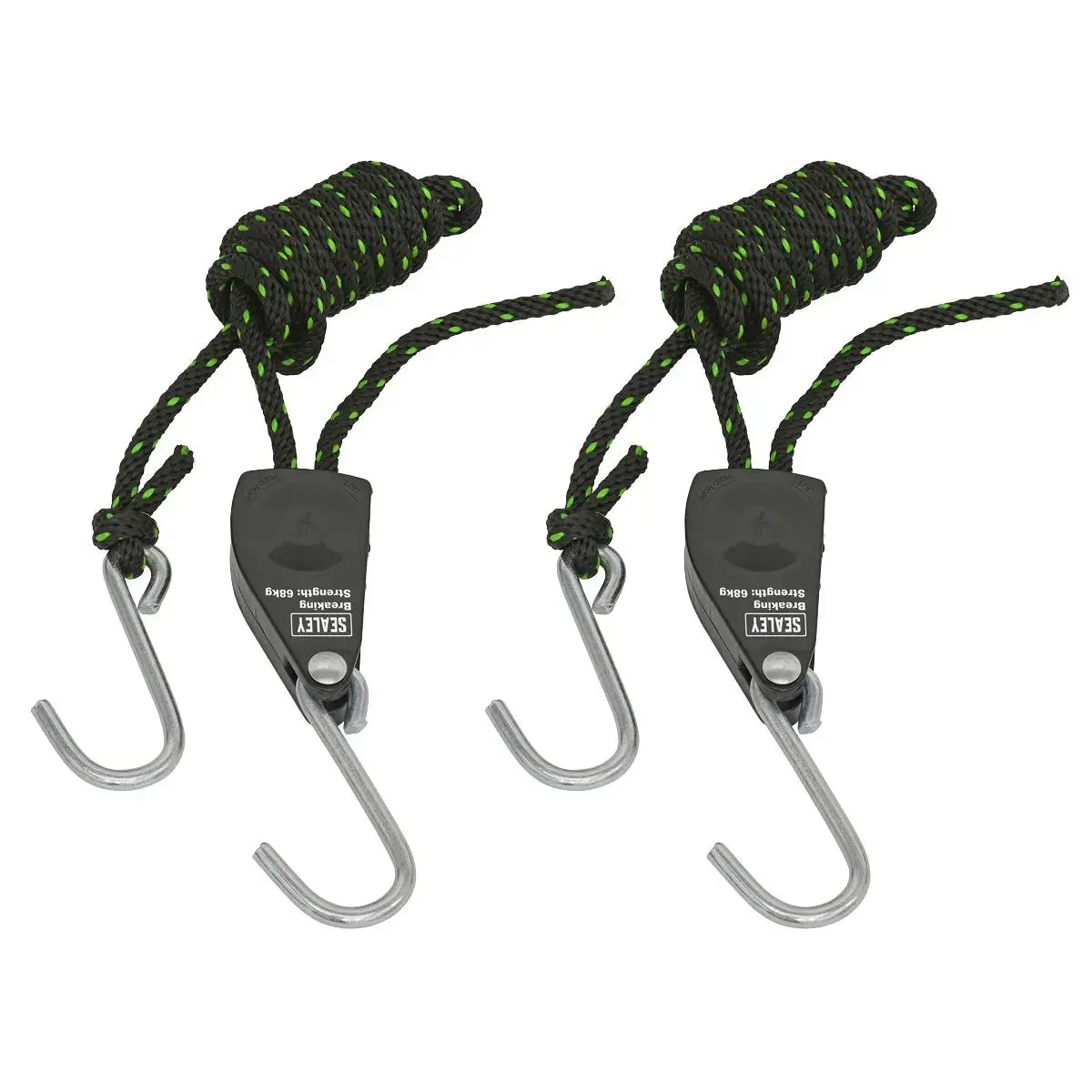 Sealey Parts Hanger/Tie Down Ratchet 2M With S-Shaped Hooks - Pack Of 2 1