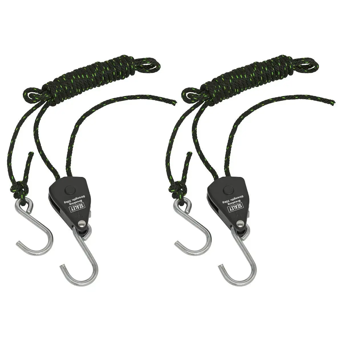 Sealey Parts Hanger/Tie Down Ratchet 2M With S-Shaped Hooks - Pack Of 2 1