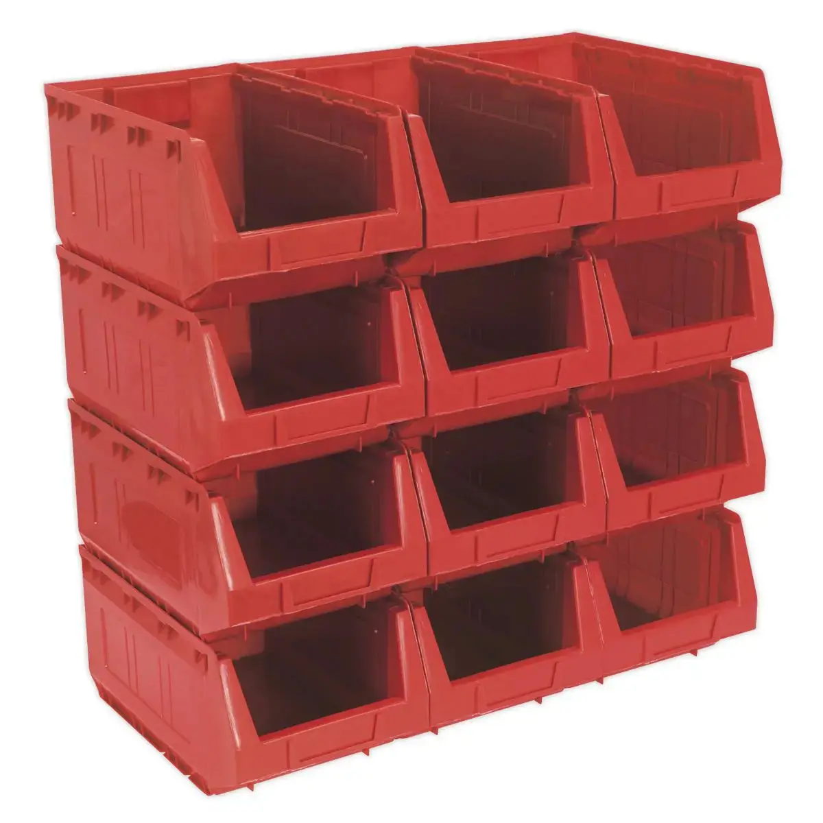 Sealey Plastic Storage Bin 210 X 355 X 165Mm - Red Pack Of 12 1