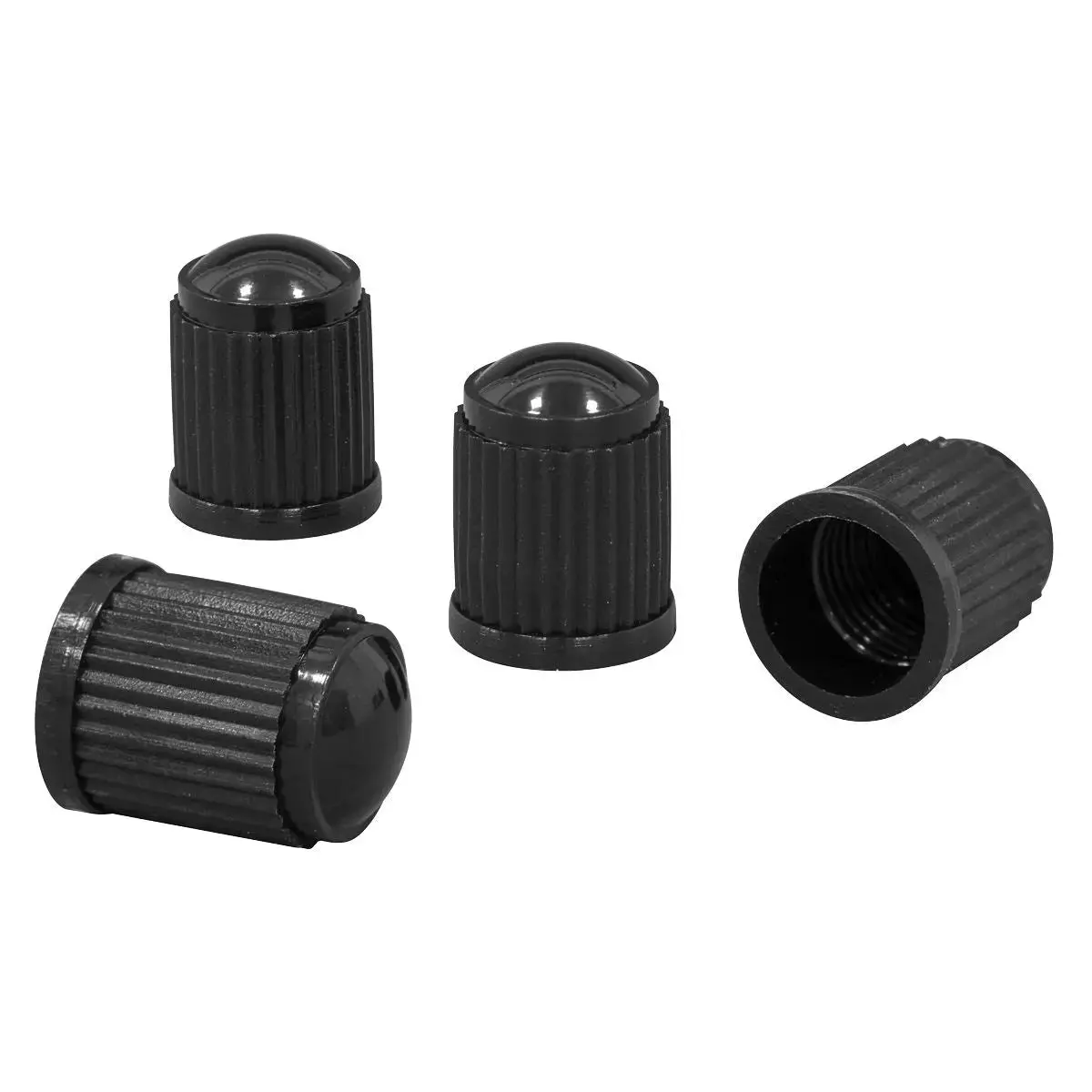 Sealey Plastic Valve Caps 4Pc - Black 1