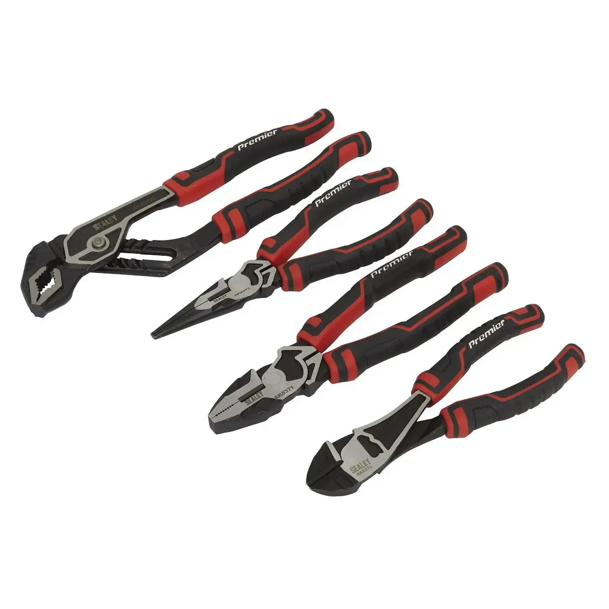 Sealey Pliers Set High Leverage 4 Piece Side Cutters Combination Long Nose Water Pump 1