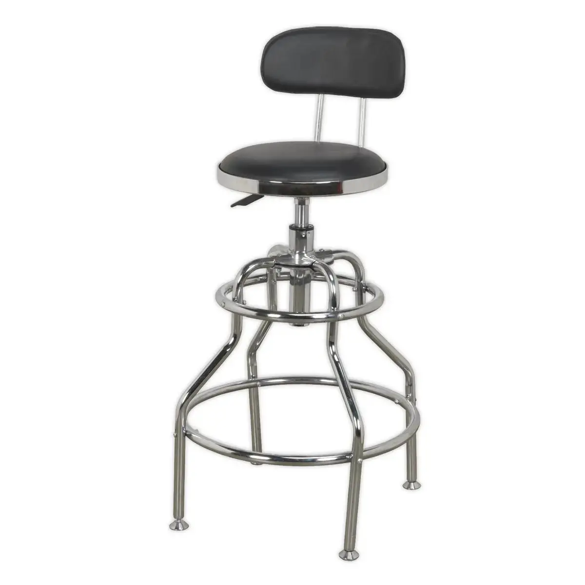 Sealey Pneumatic Workshop Stool With Adjustable Height Swivel Seat & Back Rest 2